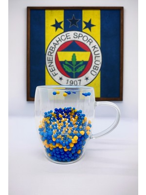 Zürih Collection Fenerbahçe Taraftar Kupası- Hediyelik Taraftar Kupa- Çift Cidarlı Cam Kupa - Çay Kupası Kahve Kupası