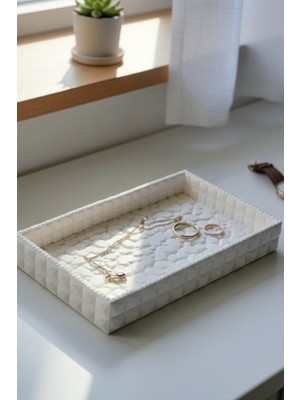 EA Home Concept Dekoratif Dikdörtgen Beton Tepsi - Kristal Görünümlü Takı ve Banyo Düzenleyici