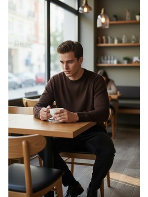 Mandala Tekstil Erkek Şardonlu Yumuşak Dokulu Triko Kazak