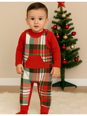 Organickid Plaid Bebek Ekose Tulum Set 2'li