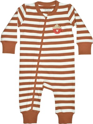 Organickid Mocha Bebek Kahverengi Fermuarlı Tulum