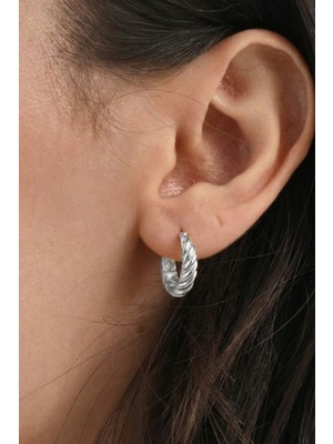 Söğütlü Silver 925 Ayar Gümüş Küpe Üzeri Rodyumlu Retro Görünümlü Burgu Modeli Küpe SGTL13198RODAJ