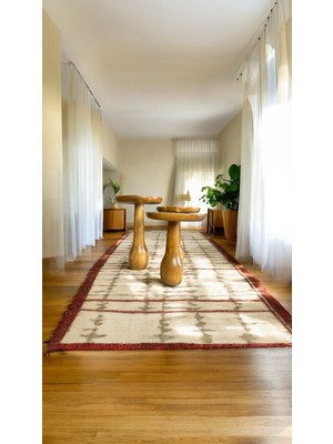 Wood Ahşap 3 Lü Set Mantar Yan Sehpa Konik Model / Tütün Renk / Zigon Sehpa