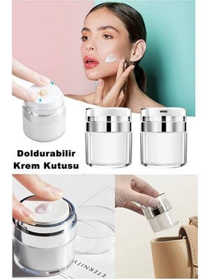 Mucit Home 2 Adet Şeffaf Krem Kutusu Doldurulabilir Pompalı Boş Krem Vücut Yağı Saklama Kutusu