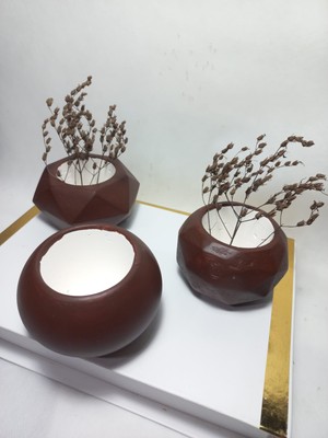 Emily Samy Dekoratif  Antiquity Gold Saksı 3'lü Set - Kaktüs/sukulent Saksısı,çiçeklik Seti