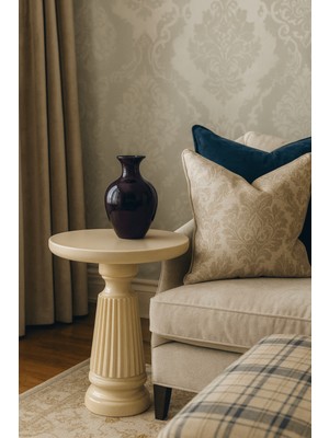 Doğal Ahşap Mantar Sehpa Krem Renk Tekli Yan Sehpa Modeli