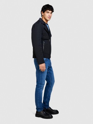 Sisley Streç Pamuklu Kemer Delikli Düz Paça Slim Fit Denim Pantolon Erkek Siyah Mix Pantolon - 324P4MQBSE00O