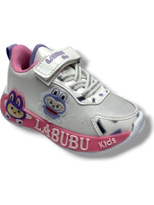 Cakgo Labubu 624-26 Simli Parlak Deri Işıklı Anatomik Kız Çocuk Sneaker Beyaz Pembe  22-25