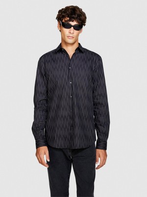 Sisley %100 Koton Slim Fit Geometrik Desenli Poplin Gömlek Erkek Renkli Gömlek - 323A58J2SQ033