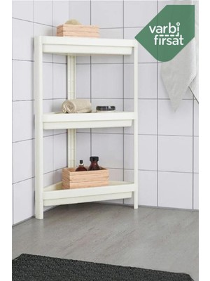 VarBiFırsat Vesken Üçgen Raf Ünitesi 3 Katlı Köşe Banyo Rafı Düzenleyici Şampuanlık