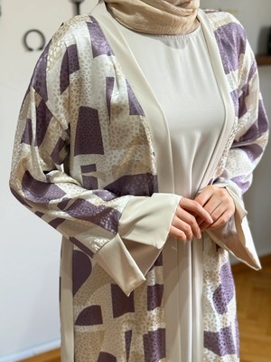 Fendel Desenli Saten 2'li Abaya 1875 Navra | Fendel