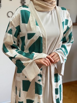 Fendel Desenli Saten 2'li Abaya 1875 Navra | Fendel