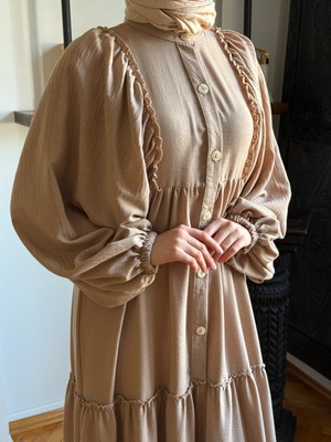 Fendel Salaş Büzgülü Keten Elbise 1922 Navra | Fendel