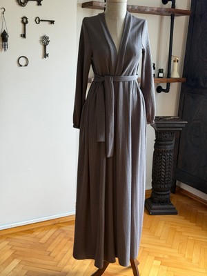 Fendel Yandan Büzgülü Örme Uzun Hırka Ferace 2408 Navra | Fendel