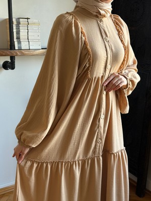 Fendel Salaş Büzgülü Keten Elbise 1922 Navra | Fendel