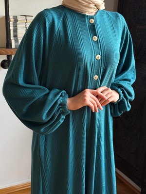 Fendel Reglan Kol Yarım Pat Eteği Büzgülü Örme Elbise 2416 Navra | Fendel