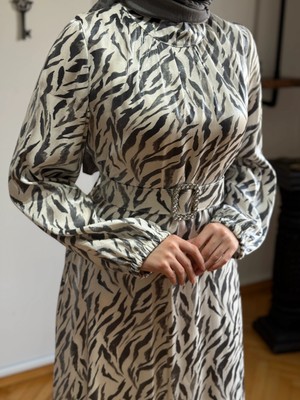 Fendel Hakim Yaka Kemerli Saten Elbise 1883 Navra | Fendel