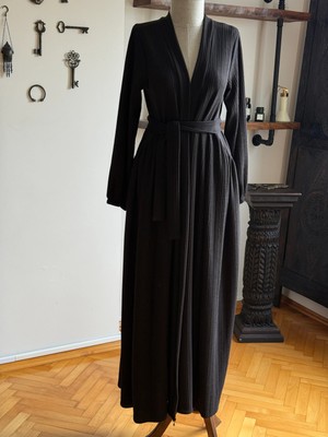 Fendel Yandan Büzgülü Örme Uzun Hırka Ferace 2408 Navra | Fendel