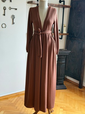 Fendel Yandan Büzgülü Örme Uzun Hırka Ferace 2408 Navra | Fendel