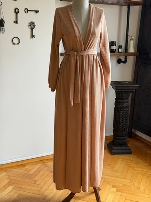 Fendel Yandan Büzgülü Örme Uzun Hırka Ferace 2408 Navra | Fendel