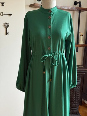 Fendel Şardonlu Bel Bağlamalı Yarım Pat Örme Elbise 2423 Navra | Fendel