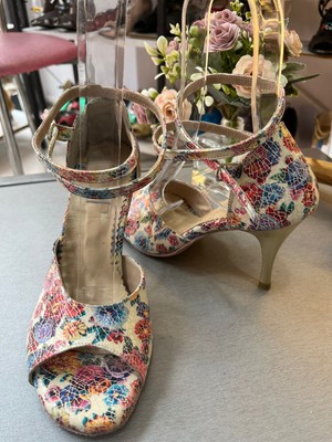 Bitangosu “florencia” Renkli Çatlak Desenli 8,5 cm 13 Pont Kelebek Model Tango, Dans ve Salon Ayakkabısı