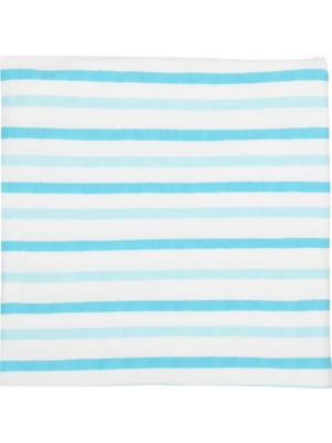 Organickid Blue Star Bebek Mavi Çizgili 120X120 Battaniye