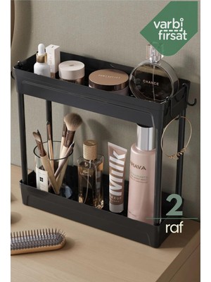 VarBiFırsat Çok Amaçlı 2 Katlı Evye Tezgah Altı Düzenleyicisi Askılı Banyo Mutfak Düzenleyici Kaydırmaz Tabanlı