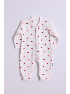 Kidello Ekru Minik Kalpli Kız Bebek Tulum