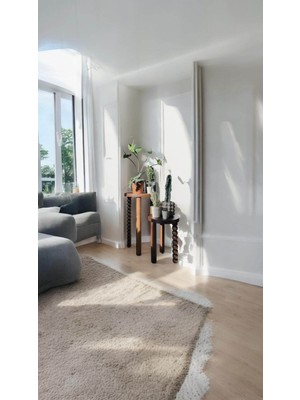 Ahşap 2li Set Mantar Yan Sehpa Fiskos