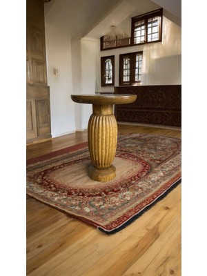 Wooden Ahşap Tekli Mantar Yan Sehpa Modern Tütün Renk Fiskos