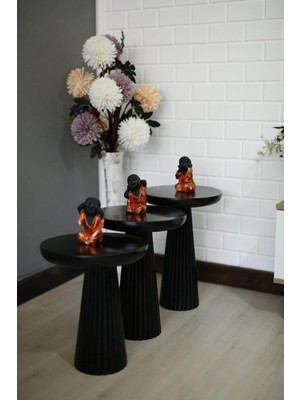 3'lü Siyah Çizgili Konik Mantar Sehpa