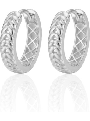 Söğütlü Silver 925 Ayar Gümüş Küpe Üzeri Rodyumlu Başak Modeli Halka Küpe SGTL13194RODAJ