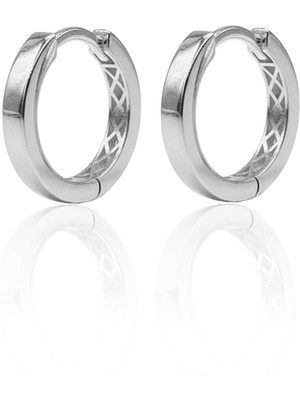 Söğütlü Silver 925 Ayar Gümüş Küpe Üzeri Rodyumlu Düz Halka Küpe SGTL13196RODAJ