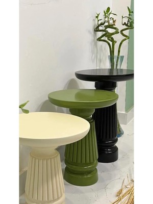 Wood Renkli 3lü Set Mantar Yan Sehpa