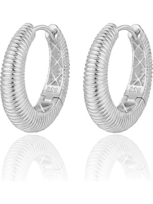 Söğütlü Silver 925 Ayar Gümüş Küpe Üzeri Rodyumlu Vintage Görünümlü Bombeli Küpe SGTL13197RODAJ