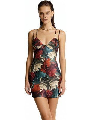 Feu De Elu Roxela Desenli Saten Kısa Gecelik