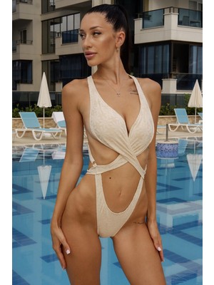 BMD Çiçek Kabartma Jane Mayokini - Krem