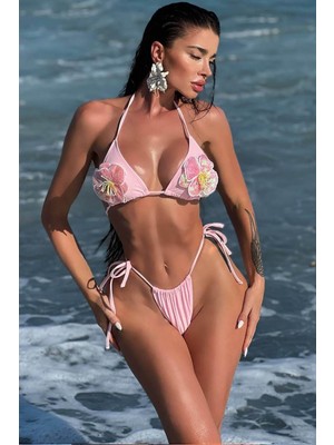 BMD Çiçek Detay Brazilian Bikini - Pembe