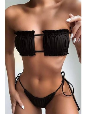BMD Fırfırlı Brazilian Bikini - Siyah