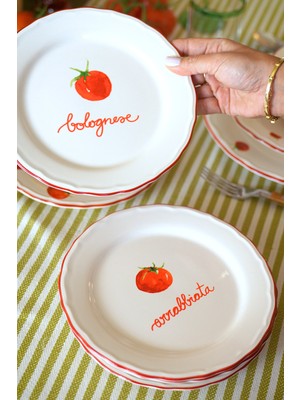 Rakle Pomodoro Stoneware 4'lü Meze Tabağı Seti 21 cm