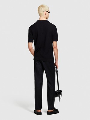 Sisley %100 Keten Slim Comfort Fit Pantolon Erkek Siyah Pantolon - 324P4AGHSF049