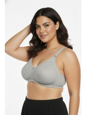 En Moda İç Giyim Büyük Beden Pamuklu Penye Toparlayıcı Sütyen - Telsiz Süngersiz Dikişsiz Rahat Minimizer