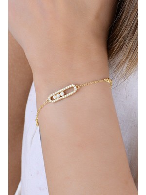 Söğütlü Silver 925 Ayar Gümüş Bileklik Altın Kaplama Hareketli Zirkon Taşlı Umut Işığı Kapsül Bileklik SGTL12932GOLD