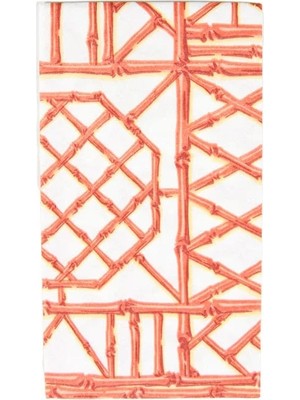 Caspari Bamboo Screen Coral Paper Linen Guest Towel Napkins - 12 Per Package