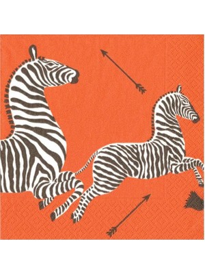 Caspari Zebras Orange Cocktail Napkins - 20 Per Package