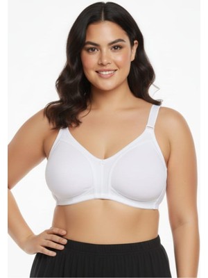En Moda İç Giyim Büyük Beden Pamuklu Penye Toparlayıcı Sütyen - Telsiz Süngersiz Dikişsiz Rahat Minimizer