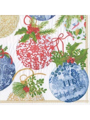 Caspari Porcelain Ornaments Paper Cocktail Napkins - 20 Per Package