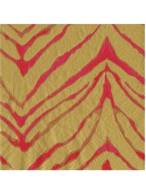 Caspari Go Wild Fuchsia & Gold Cocktail Napkin - 20 Per Package