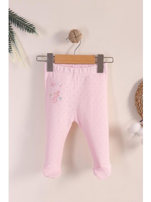 Kidello Pembe Tavşanlı Patikli Kız Bebek Tek Alt